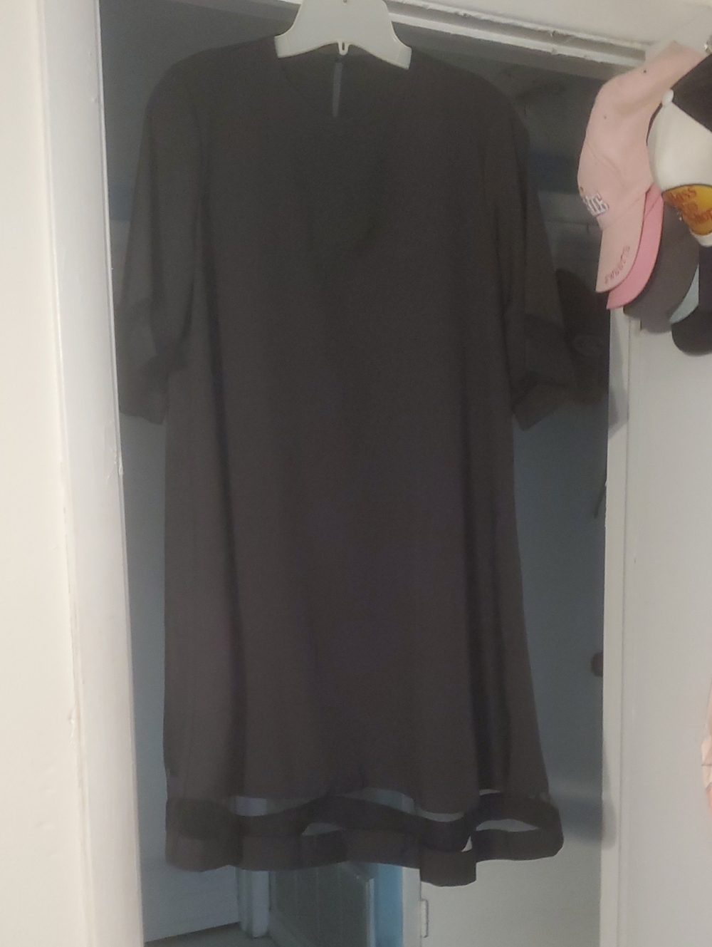Black Sheer-Hem A-Line Dress Brand New.